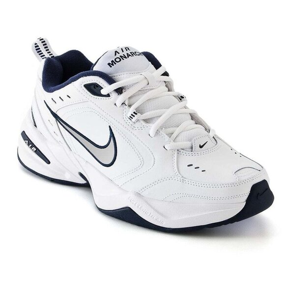 Nike AIR MONARCH IV Men Size 11 White Blue Walking Shoe Medium & WIDE WIDTH 4E - Picture 1 of 10
